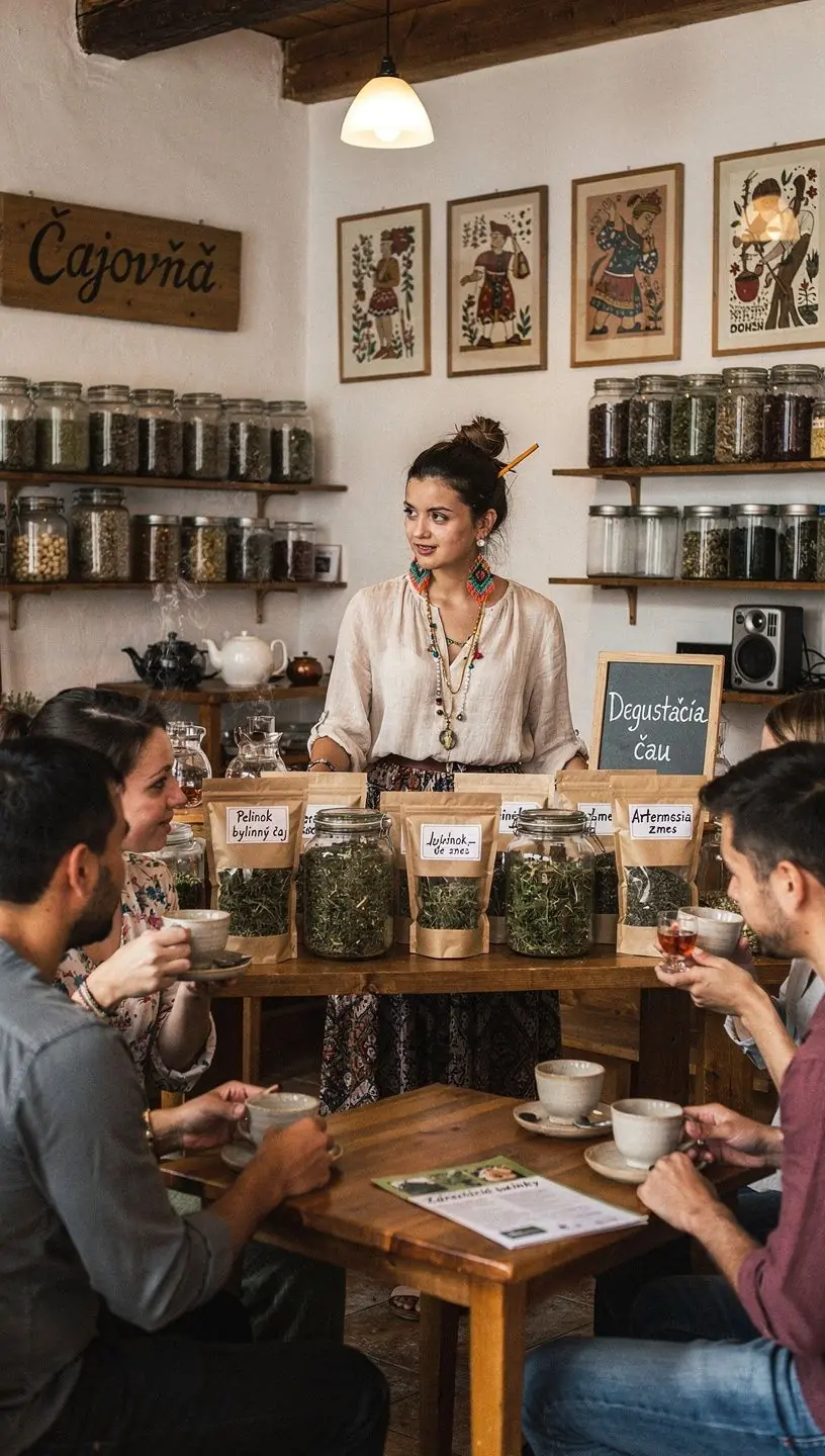 Šálka čaju z paliny servírovaná na drevenom stole