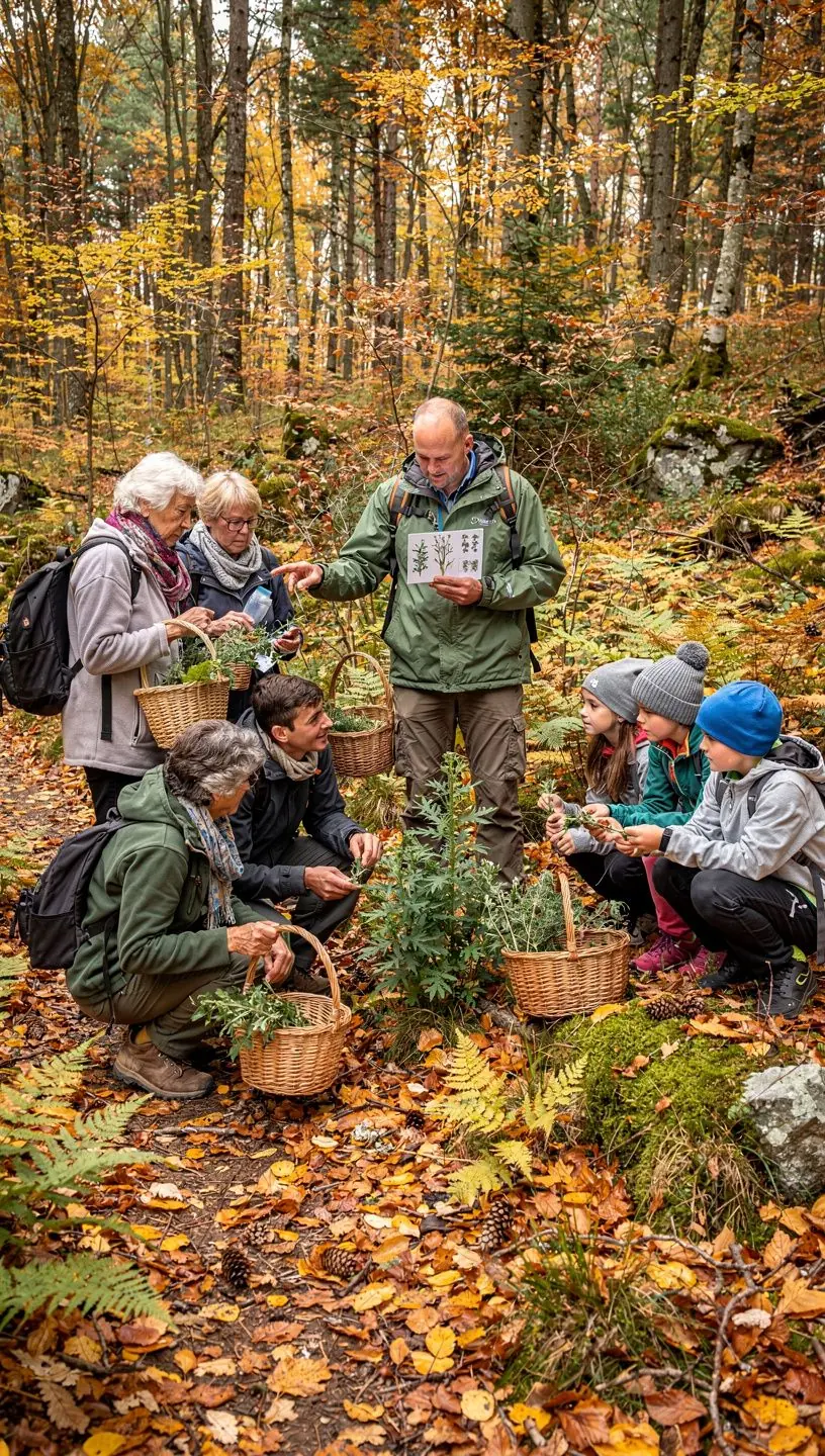Ručne zbierané bylinky v sklenenom pohári, zdobené lúčnymi kvetmi.
